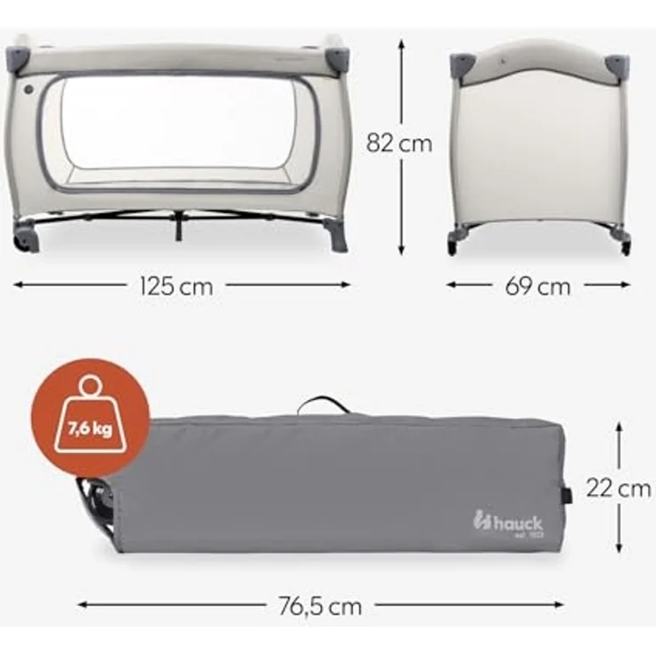 Hauck Reisebett Travel Bed Sleep N Easyfold inkl. Tragetasche Dark Grey – Bild 3