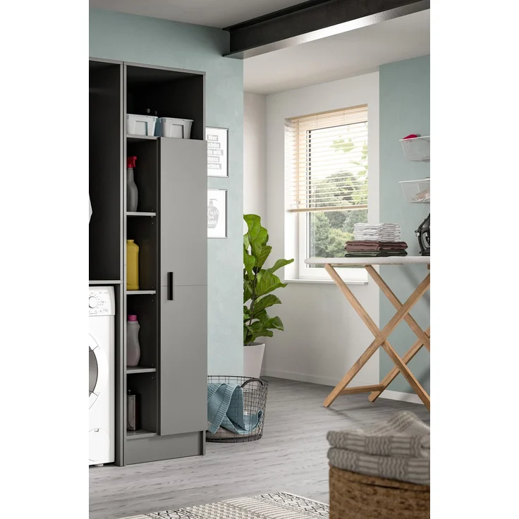 Universalschrank (B/H/T: 50x195x62 cm) in anthrazit Nachbildung – Bild 6