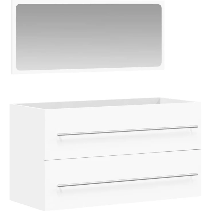 vidaXL Badschrank mit Spiegel Weiß Holzwerkstoff 833879 – Bild 1