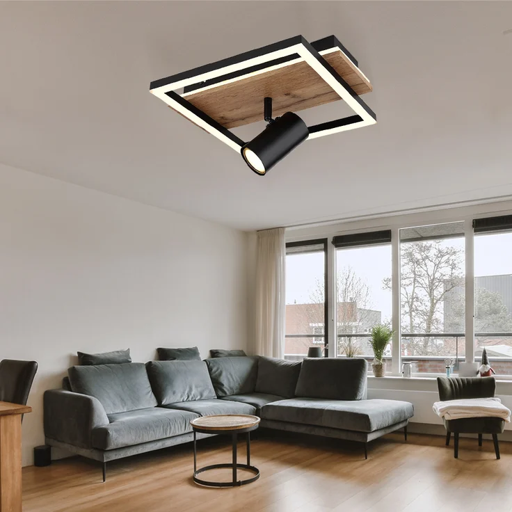 LED Deckenleuchte, Holzoptik, Hintergrundbeleuchtung – Bild 3