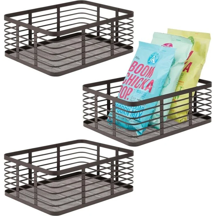 mDesign Drahtkorb Gitterbox Aufbewahrung Organizer 3er Set Metall Bronze – Bild 9