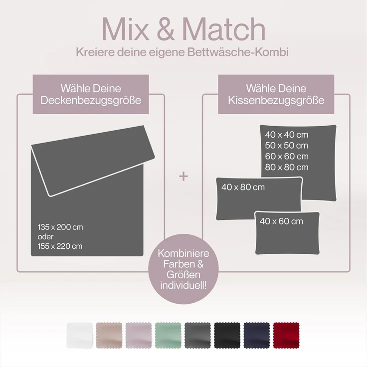 Blumtal Bettwäsche Premium Oeko Tex Zertifizierte Satin Bettwäsche, Mako-Satin, 2 teilig, aus 100% Baumwolle - Edle Glanzoptik Bettwäsche – Bild 2