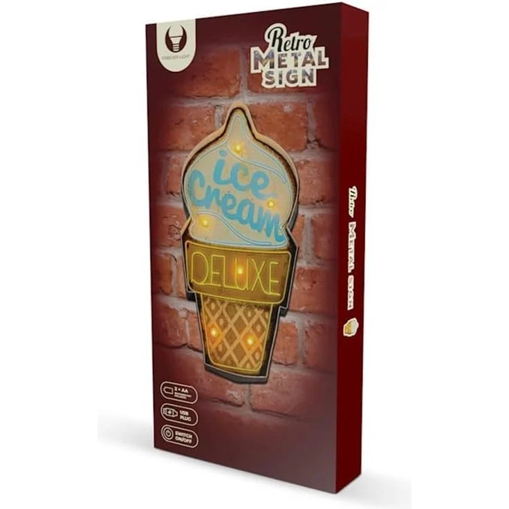 Forever Light Retro Metallschild LED „Ice Cream“ USB Wanddeko – Bild 6