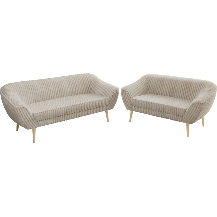 Skandinavisches Sofa Set PIRS 3-2, Komplettset, Wellenfederung, Buche Füße, Sitzgruppe, Polstermöbel Set - Beige Cord – Bild 8