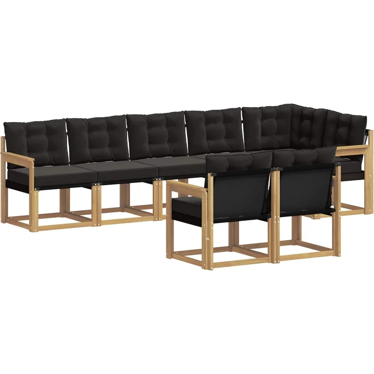 vidaXL Outdoor-Sofagarnitur 8 stk. 7-Sitzer Weiß und Schwarz 3389590 – Bild 2