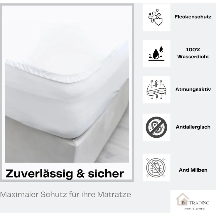 Wasserdichte Matratzenschoner 160x200cm mit 25 cm Rundumgummizug Matratzenauflage Inkontinenzunterlage Nässeschutz – Bild 9