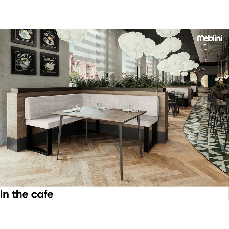MEBLINI Eckbank für Esszimmer mit ausziehbarem Tisch - Küchenbank - Essecke - Sitzecke Küche - TONI - U-Beine 128x168x87cm Links - Beige Samt/M Weiß Matt – Bild 5