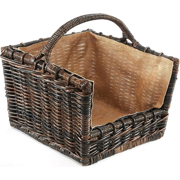 Kobolo Kaminholzkorb Holztrage krabu Rattan - abnehmbarer brauner Stoff – Bild 3