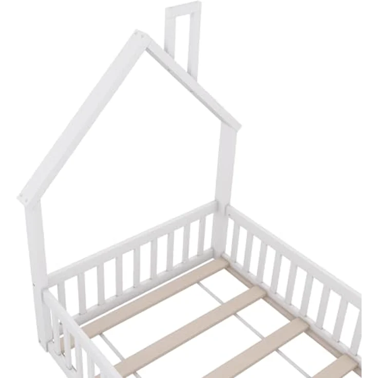 Ball & Cast Bodenbett 90x200 als Kinderbett mit Schornstein, Weiß – Bild 8