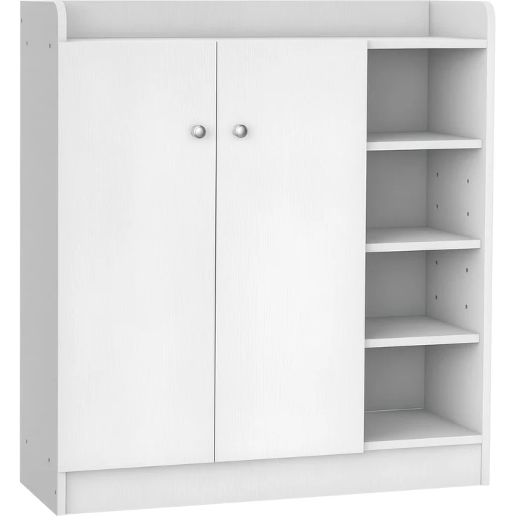 HOMCOM Schuhschrank Schuhregal Allzweckschrank Kommode Dielenschrank Highboard Schrank Ablage Regal 2-Türig 4 Fächer Weiß 83 x 30 x 90 cm