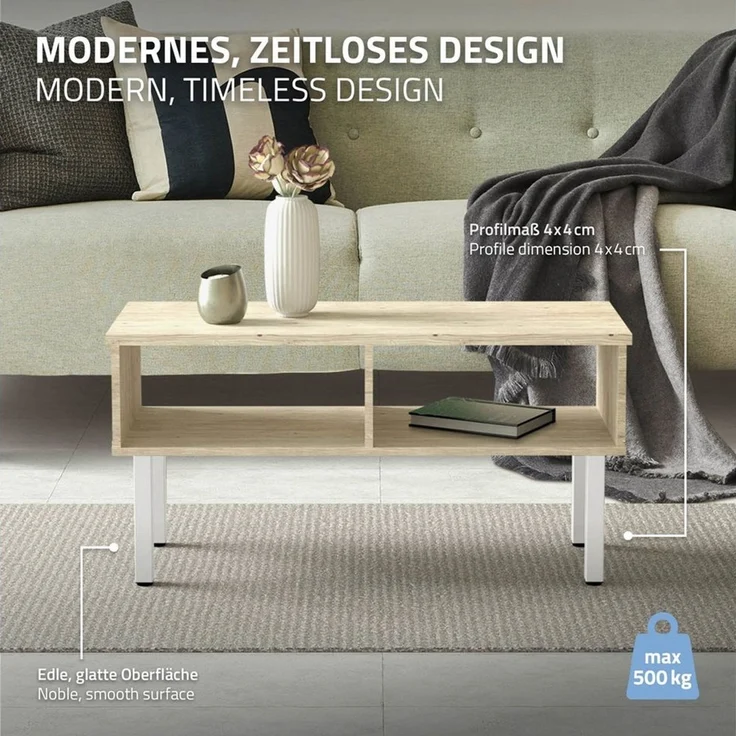 ML-DESIGN Tischbein Tischkufen I-Design Möbelfüße Tischgestell aus pulverbeschichtet Stahl, 4er Set Bankkufen 42cm Weiß glänzend eckig Möbelbeine – Bild 3