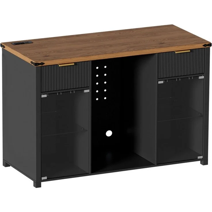 PEALOV Barschrank 3-in-1 Barschrank mit LED, Weinregal und Steckdosen, 135 x 50 x 98 cm (1-St) Buffetschrank mit Stauraum für Mini-Kühlschrank, Küche & Wohnzimmer – Bild 3