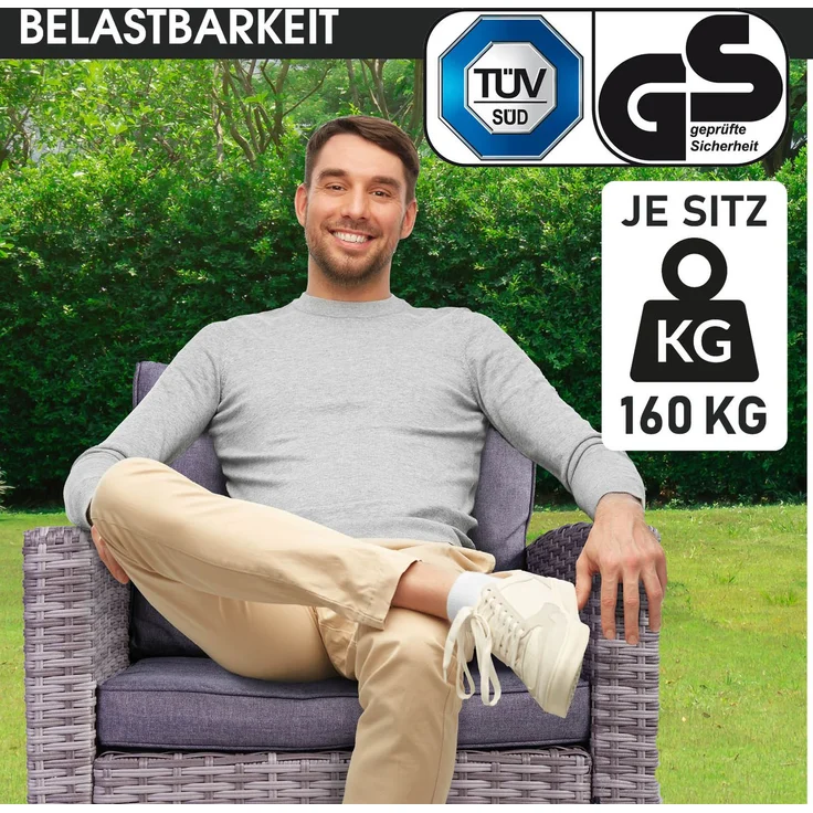 BRAST Gartenmöbel Set Delight Grau/Anthrazit bis zu 7 Personen inkl. extra Dicke Kissen Outdoor Loungemöbel Sitzgruppe Essgruppe Garnitur – Bild 5