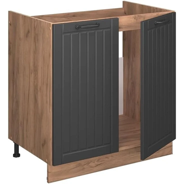 Spülenunterschrank Fame-Line Dunkelgrau 80 cm , AP Eiche Vicco – Bild 5