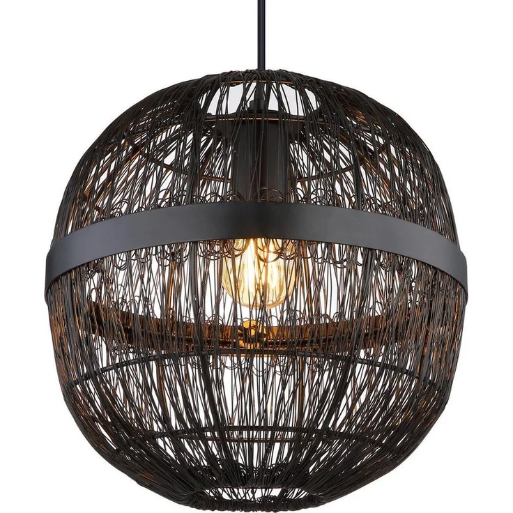 GLOBO LIGHTING Hängeleuchte HERMI II, ohne Leuchtmittel, Pendelleuchte / Wohnbereich /schwarz / Metallgeflecht / Kugel – Bild 3