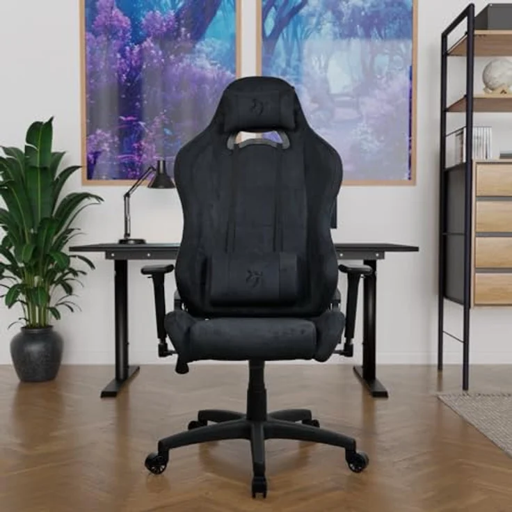 Arozzi Torretta Gaming Stuhl, ergonomischer Bürostuhl mit Supersoft Stoffbezug, schwarz, bis 120 kg belastbar – Bild 2