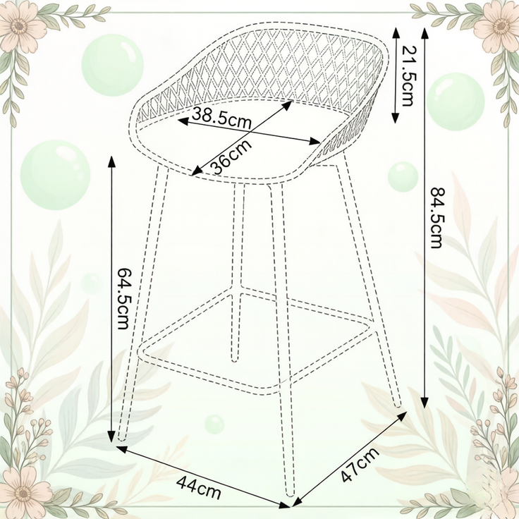 Chic Tischhockel,Barhockel mit Fußlehne,Küchenstuhl,Gartenhohler(nur mit 2Pcs Hocker)--Weiß--48.5x47x84.5cm--YOUDENOVA – Bild 2
