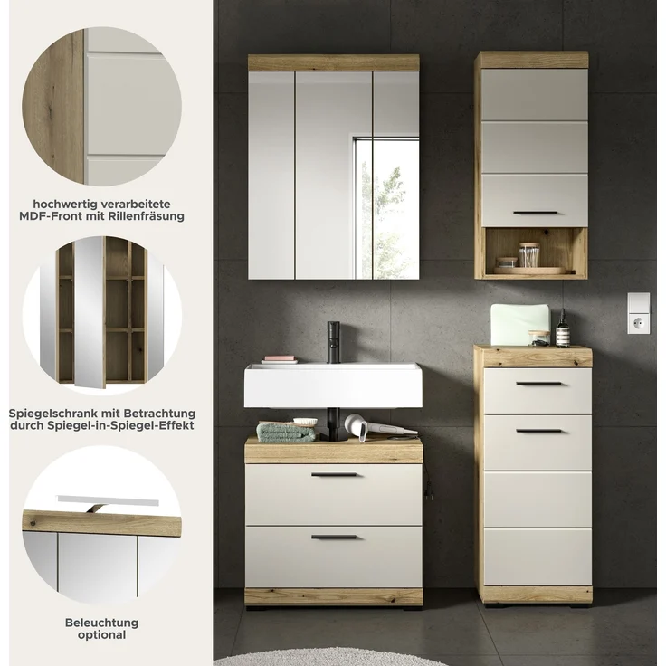 Badezimmer-Set >Scout< in Evoak Oak / Kaschmir - 112x191x34cm (BxHxT) – Bild 8