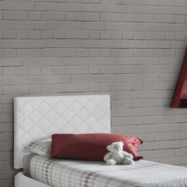 Talamo Italia - Einzelbett Cleziana, wandmontiertes Kopfteil aus Kunstleder, 100 % Made in Italy, geeignet für ein Einzelbett, 90x60 cm, Weiß