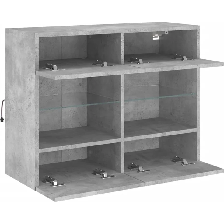 TV-Wandschrank, Fernsehschrank mit LED-Leuchten Betongrau 78,5 x 30 x 60,5 cm – Bild 7