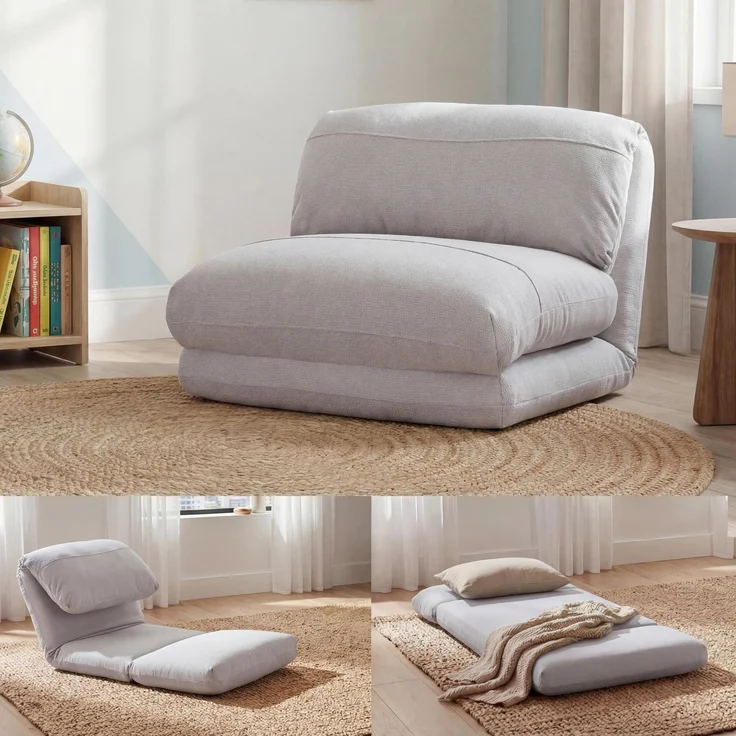 Schlafsessel HWC-E68, Schlafsofa Funktionssessel Klappsessel Relaxsessel, Stoff/Textil ~ beige – Bild 1