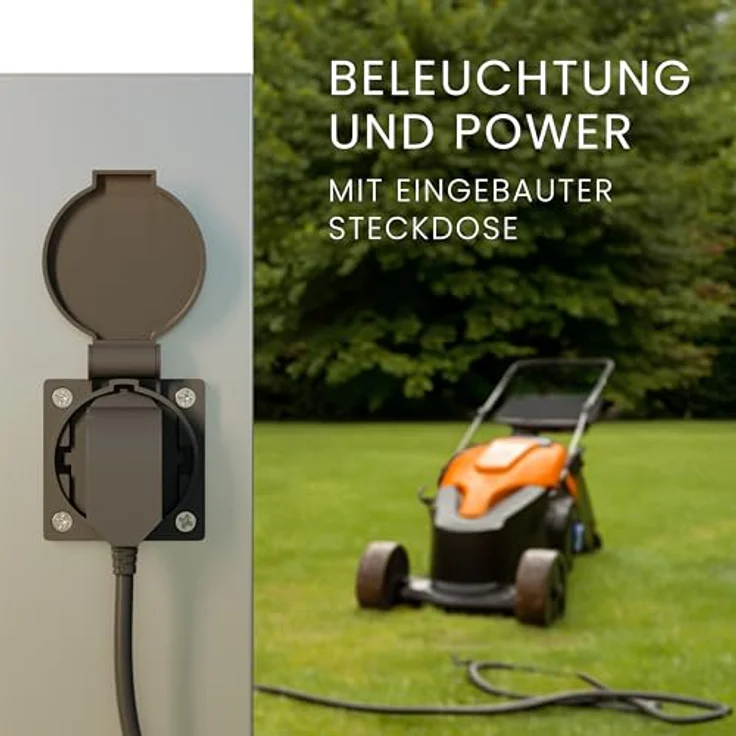 MATO Wegeleuchte mit Steckdose - inkl. Erdspieß, E27 Fassung, Höhe 50 cm - Outdoor Pollerleuchte aus Edelstahl IP44 - Wegleuchte, Sockelleuchte, Standleuchte, Wegeleuchten außen Strom – Bild 7
