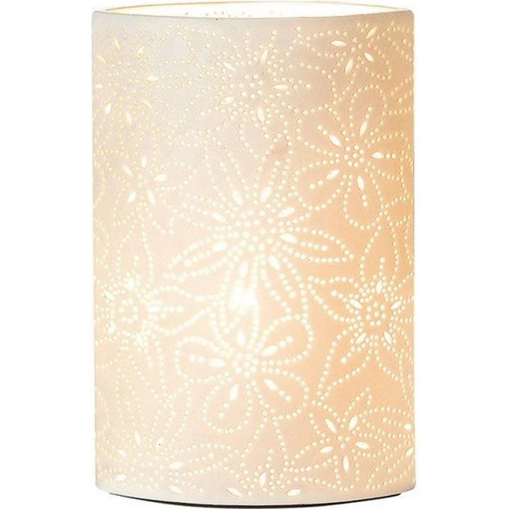 GILDE Tischleuchte 33116 – Porzellan Weiß – Blumenmotiv & Lichtspiel – 18 × 28 cm, ohne Leuchtmittel – Bild 3