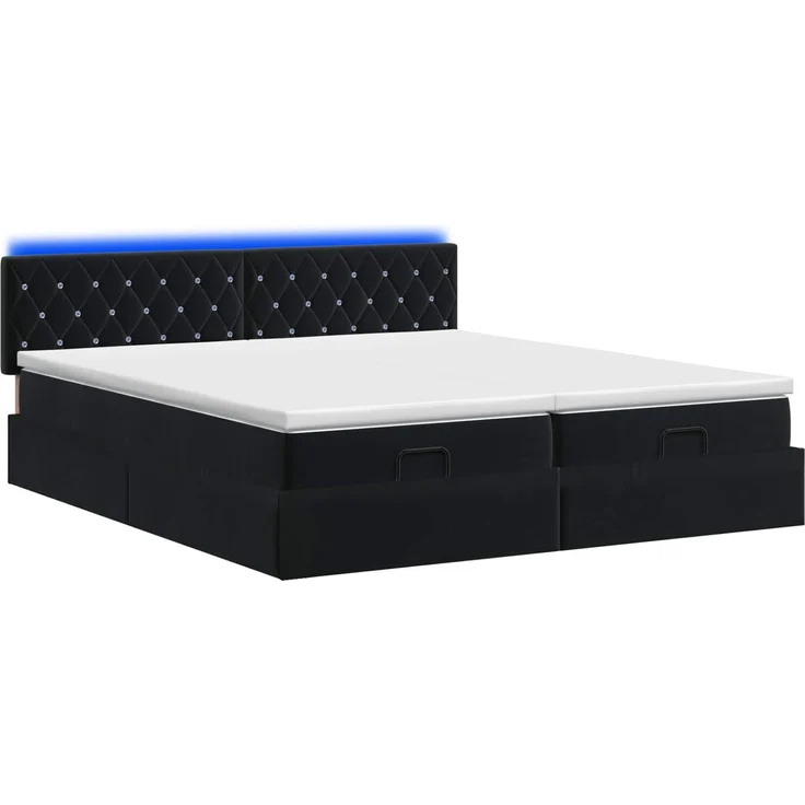 vidaXL Ottoman-Bett mit Matratze und LED Schwarz 180 x 200 cm Samt 3457316 – Bild 9