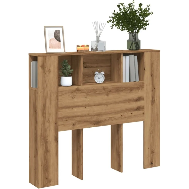 vidaXL Kopfteil mit Ablagen Artisan-Eiche 120x19x104,5cm Holzwerkstoff Braun