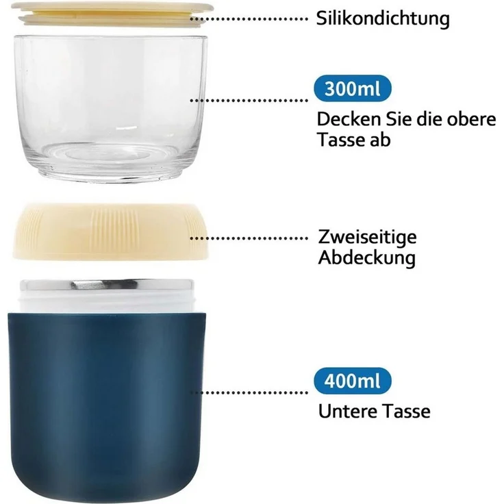 TUWENA Lunchbox Lunchpot Ellipse, Müslibecher, Joghurtbecher, To Go Becher – Bild 1