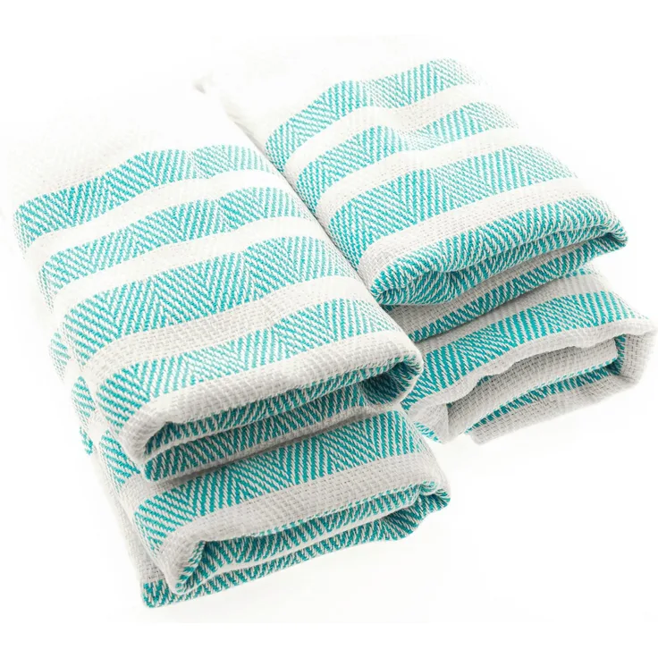 Turquoise Home 4er Pack Pestemal Küchetuch Handtuch 50x90cm Putztuch Badetuch Weiß-Blau
