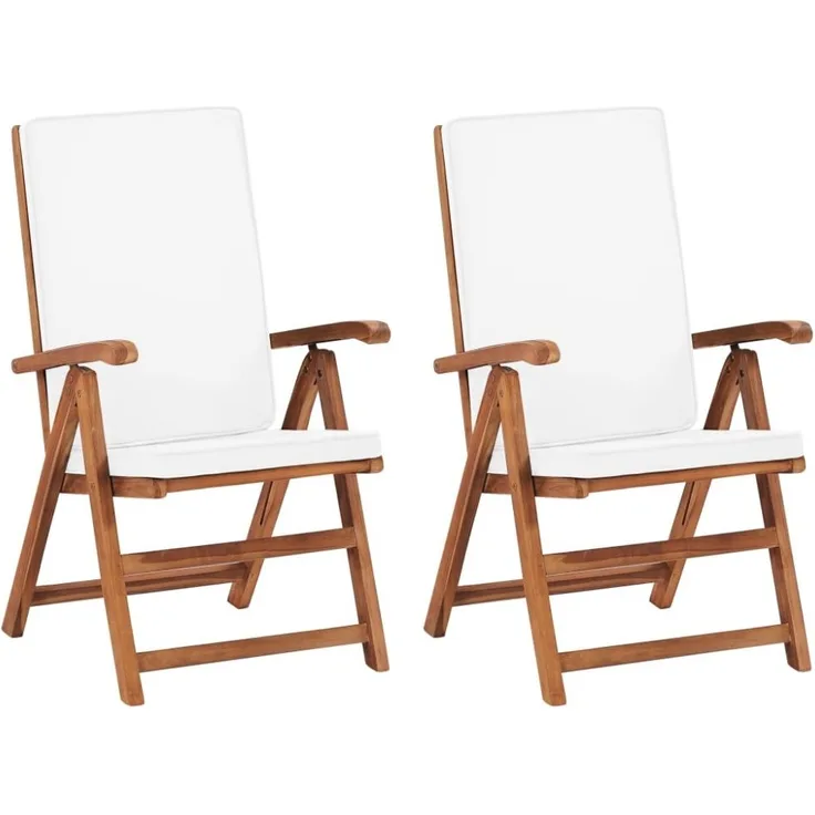 vidaXL Garten-Liegestühle 2 Stk. mit Auflagen Massivholz Teak 48983
