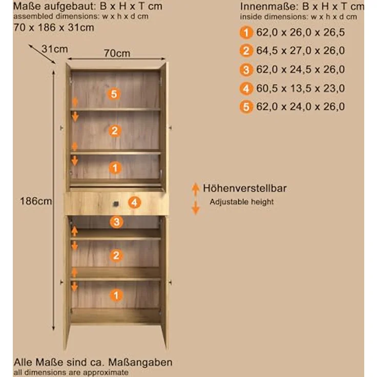 trendteam smart living - PureBliss - Waschbeckenunterschrank - Eiche - Waschtisch mit 3 offenen Fächern - (BxHxT) 90 x 79 x 53 cm - Badezimmerschrank mit Rillenoptik - edle Metallgriffe – Bild 4