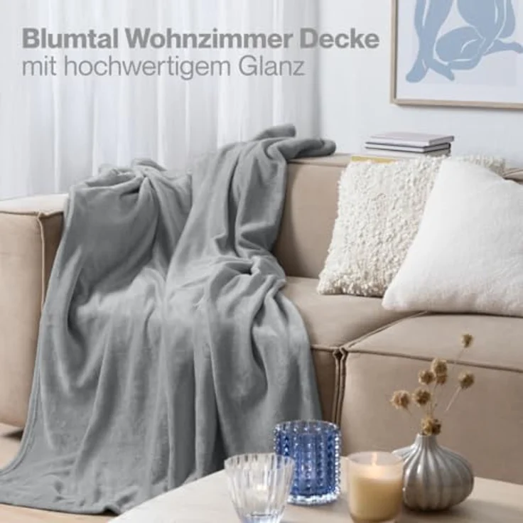 Blumtal Kuscheldecke aus Fleece - hochwertige Decke, Oeko-TEX® Zertifiziert in 220x240 cm, Kuscheldecke flauschig als Sofadecke, Tagesdecke oder Winterdecke, Grau – Bild 7