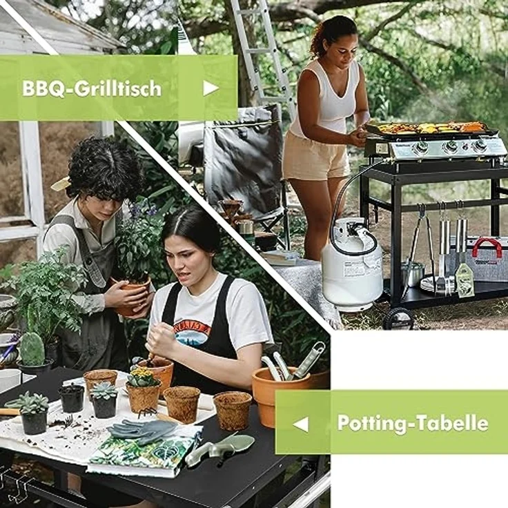 Royal Gourmet Grillwagen Grilltisch Outdoor Beistelltisch Garten Trolley Outdoorküche Multifunktioneller Arbeitstisch Werkbank für Outdoor BBQ Servierwagen Arbeitsplatte 85x50 cm – Bild 6