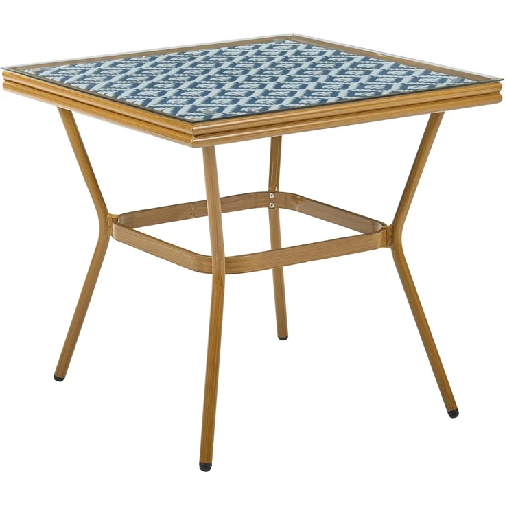 Gartenmöbel Set 4-Sitzer CASPRI Polyrattan Blau Weiß – Bild 5