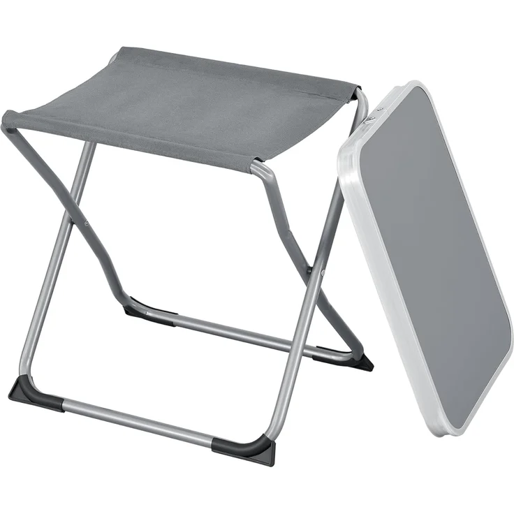 2-in-1 Campinghocker und -Tisch Barete 47x47x37 cm Grau [en. casa] – Bild 1