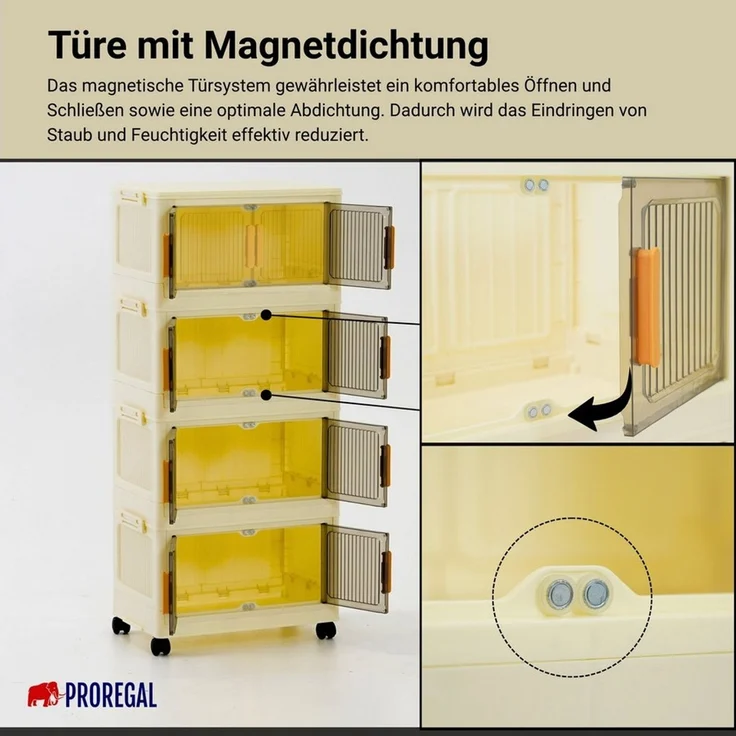 PROREGAL® Aufbewahrungsbox EasyCube stapelbar 4 Ebenen & Rollen Stapelboxen – Bild 3