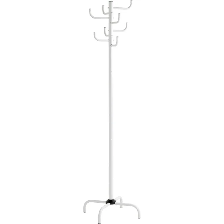 Haku Garderobenständer mit 8 Garderobenhaken, freistehend, aus weiß lackiertem Stahlrohr, modernes Design, Ø 37 cm, H 180 cm