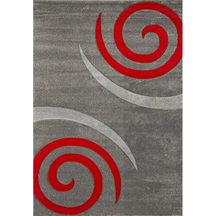 Vimoda Frisé-Teppich Konturenschnitt aus Hand, Rechteckig, Höhe: 13 mm, spiral zeichnung,dicht,dick,Wohnzimmer Teppich,Kurzflor,Rot – Bild 5