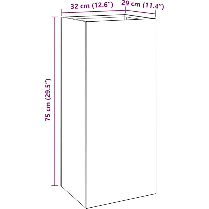 vidaXL Pflanzkübel Silbern 32x29x75 cm Verzinkter Stahl 841576 – Bild 10