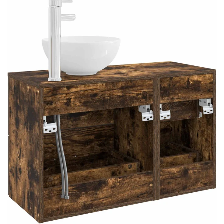 vidaXL Badezimmerschrank-Set 2 stk. Geräucherte Eiche 3403948 – Bild 5