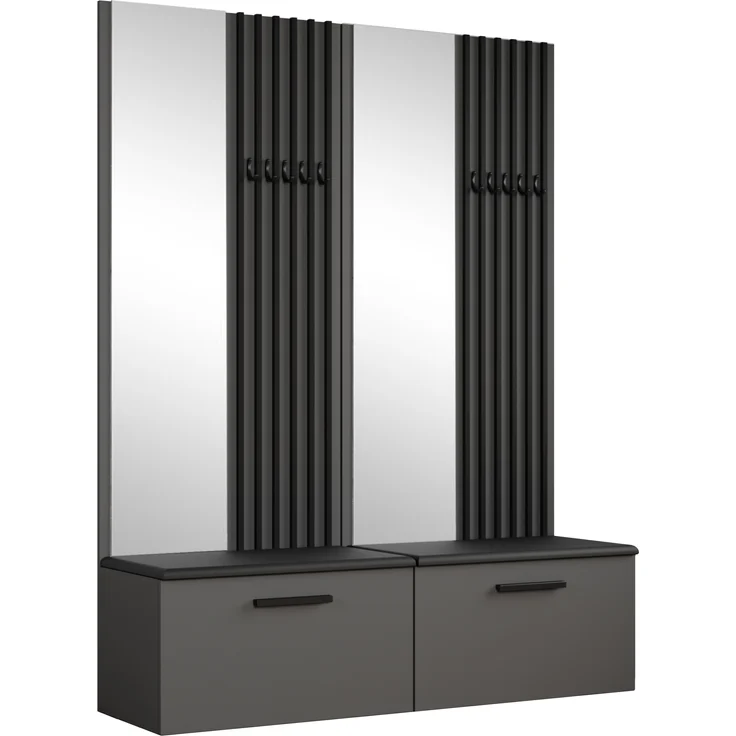AX LIVING Kleiderschrank mit Spiegel Rosanno II - 80,6 cm, Grau JS100 – Bild 6