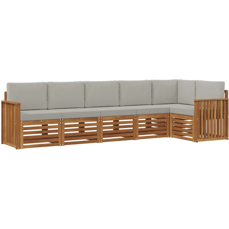 vidaXL Outdoor-Sofagarnitur 6 stk. 6-Sitzer Natur und Hellgrau 3374886 – Bild 2
