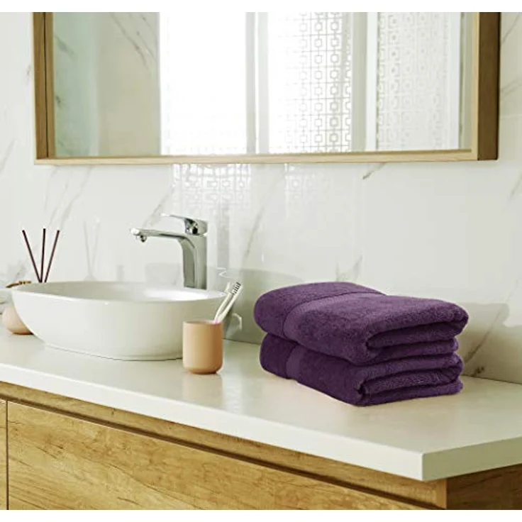 Utopia Towels - 8 teilig Handtücher Set aus Baumwolle mit Aufhänger - 2 Badetuch, 2 Handtücher und 4 Washclappen - (Pflaume) – Bild 7
