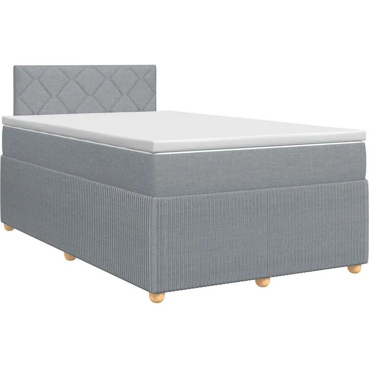 vidaXL Boxspringbett mit Matratze Hellgrau 120 x 190 cm Stoff 3451426 – Bild 2