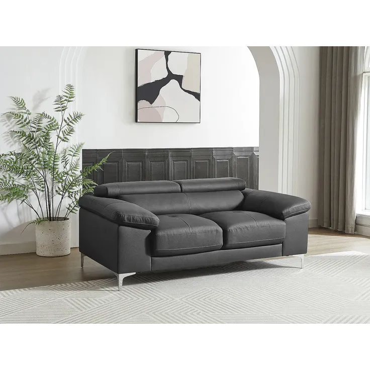 Ledersofa 2-Sitzer SOLANGE - Anthrazit