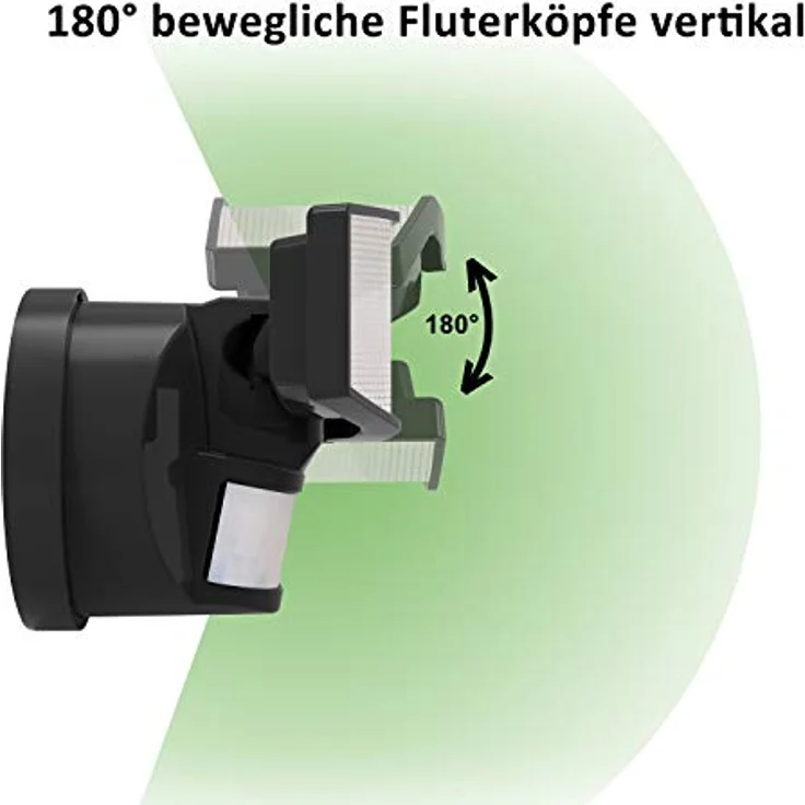 Northpoint LED Wandstrahler Bewegungsmelder 2 Fluter-Köpfe Schwenkbar Batterie 400L – Bild 4