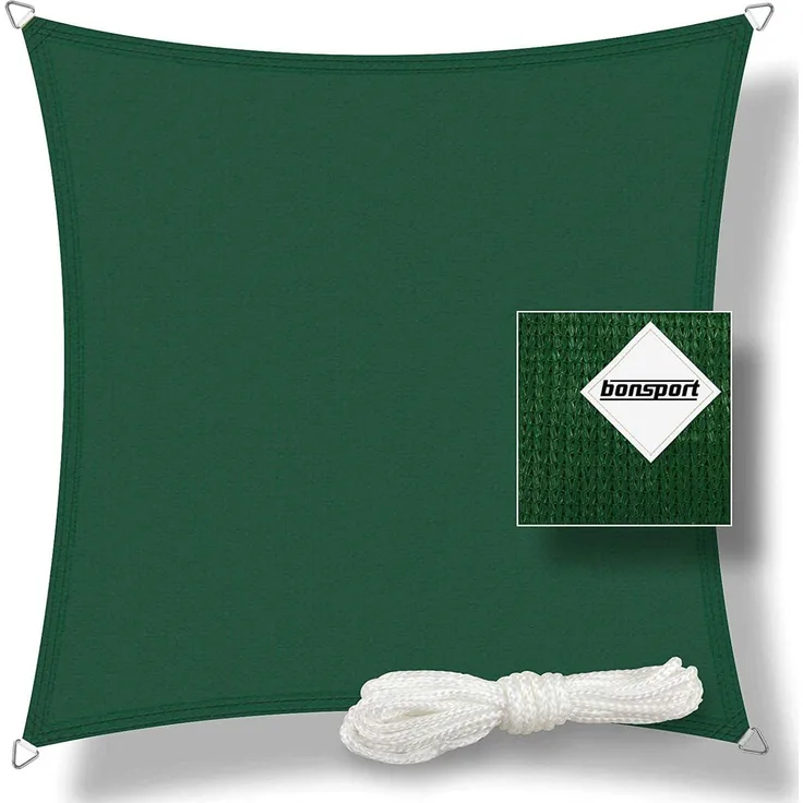 Sonnensegel Quadrat, HDPE grün, 2x2 m