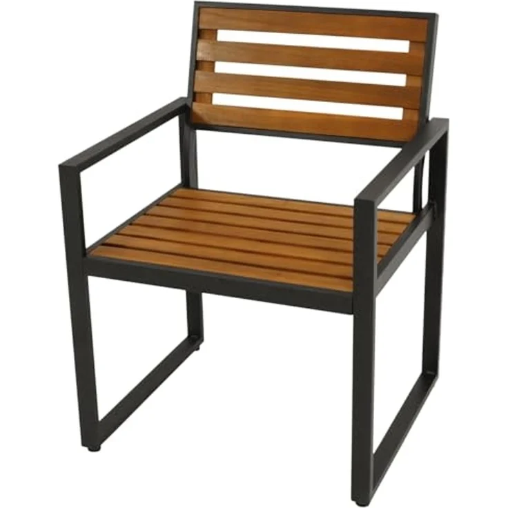 DEGAMO RAGUSA Gartensessel mit Armlehnen, Metall+ Akazie, anthrazit/braun, 64,5cm 2-er Set – Bild 3